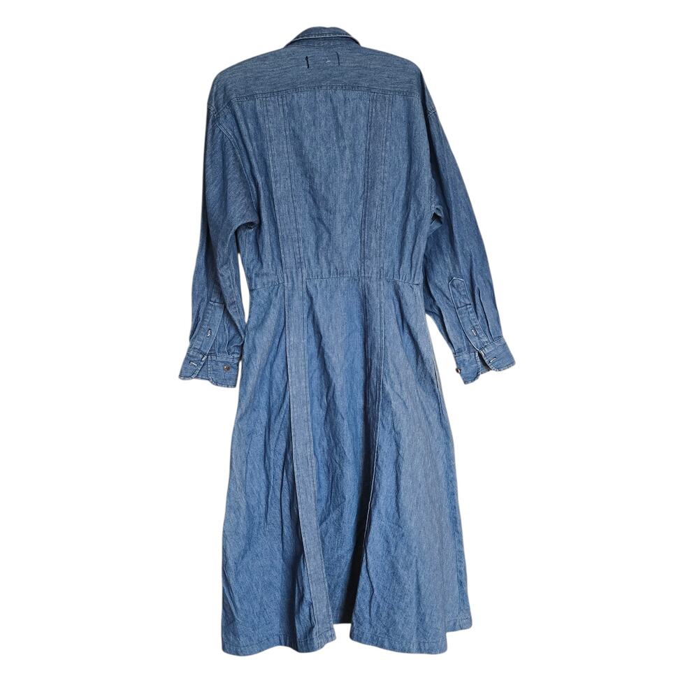 Vintage Ralph Lauren USA Denim Shirt Dress Size 12 Cotton Western Prairie Midi - Picture 7 of 10